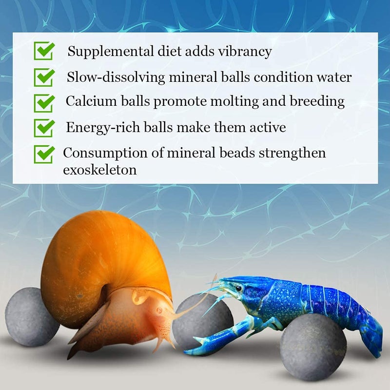 SunGrow Snail and Crayfish Energy Balls, Enhance Color, Calcium-Rich Gray Pearls for Invertebrates, Functional and Beneficial Aquarium Decor, 10-Pieces per Pack - Image 2